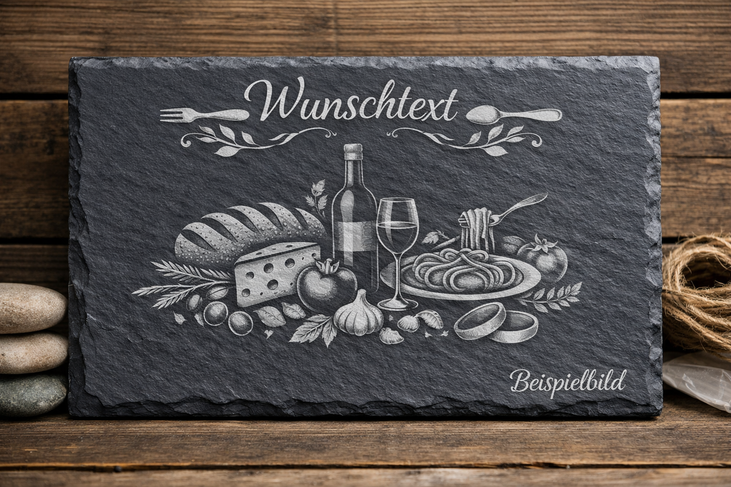 Servierplatte Schiefer (30x20cm) mit individueller Gravur