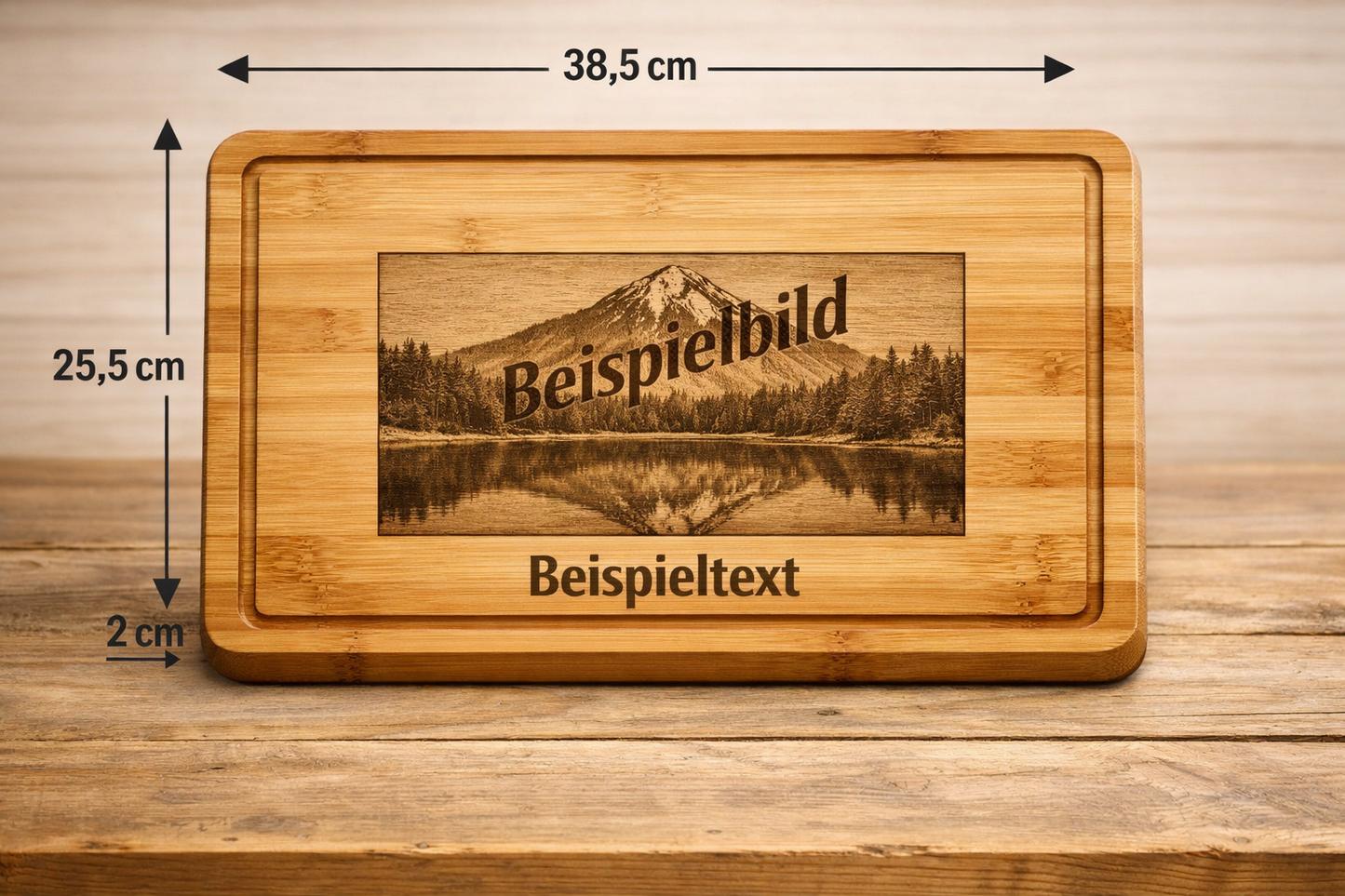 Servier- Schneidbrett mit individueller Gravur – Bambus groß (38,5x25,5cm)