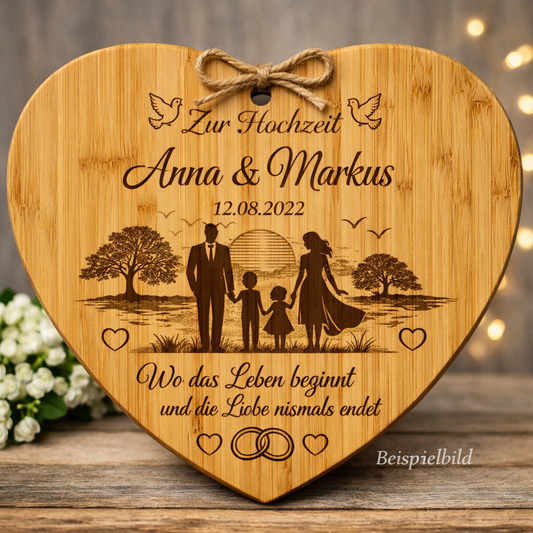 ❤️ Bambus-Herz mit individueller Gravur – Ein Geschenk, das von Herzen kommt (31x30cm)